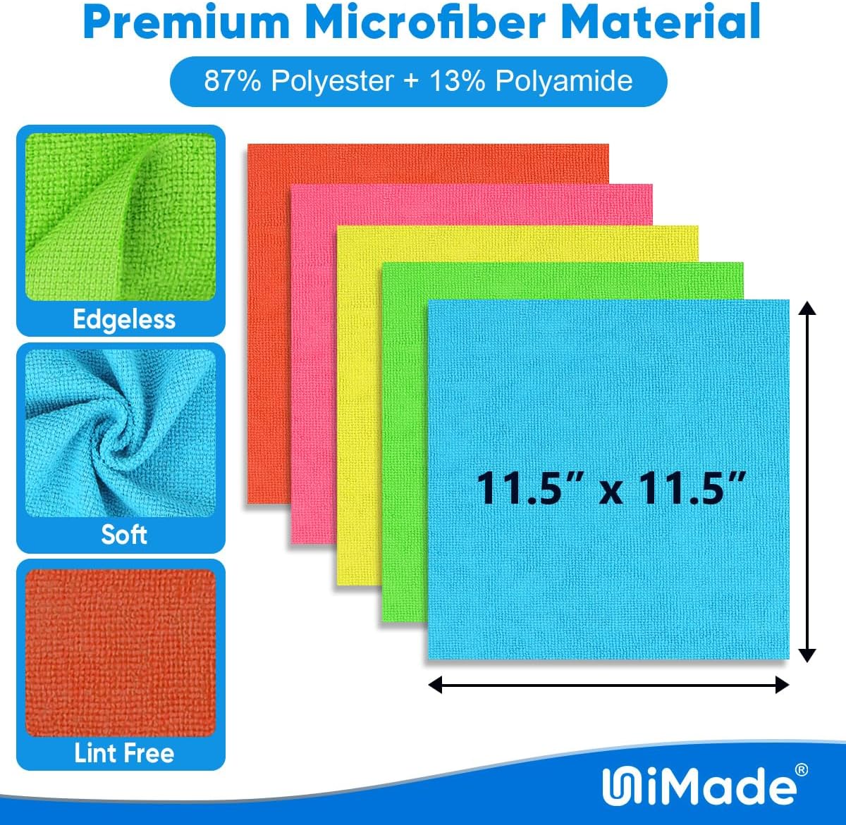 Microfiber Cleaning Cloth, 200PK Reusable Shop Rags Bulk Microfiber Cleansing Cloth Lint Free
