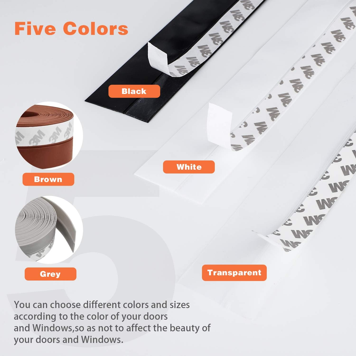 26 Feet Silicone Seal Strip, Transparent, 60MM - Door & Window Seal, Draft Stopper, Adhesive Tape