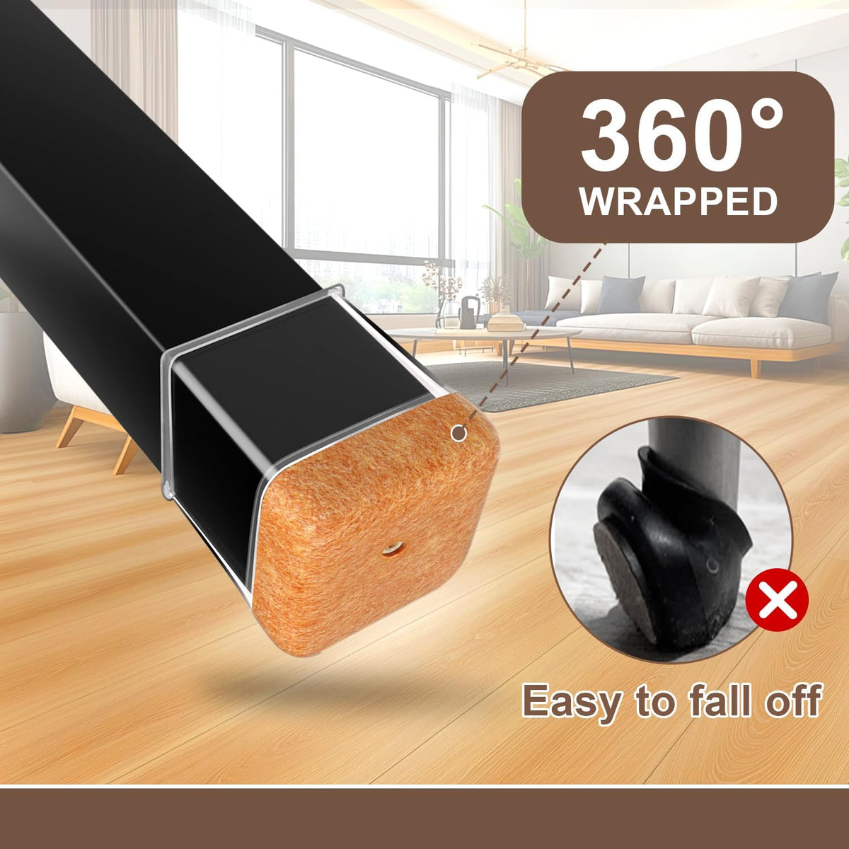 20 Pcs Chair Leg Floor Protectors for Hardwood Floors, Clear Rubber Furniture Sliders with Felt