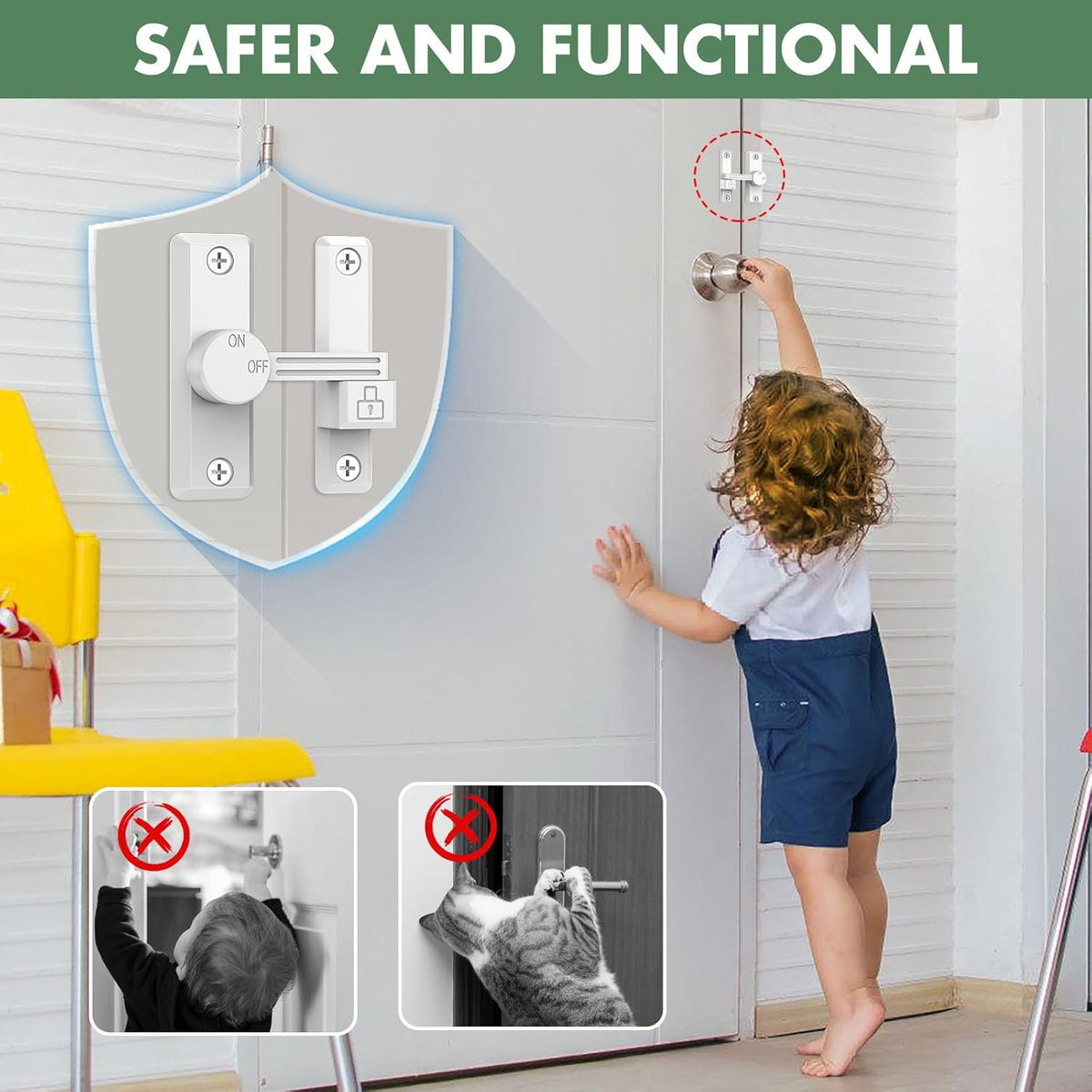 Barn Door Lock Latch, 90/180 Degree Flip Sliding Door Latch for Garage, Bedroom, Cabinet, Sturdy