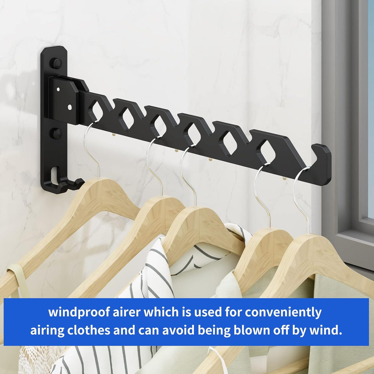 Wall Mounted Clothes Drying Rack, Wall Clothes Hanger Foldable, Laundry Hanger Hook for Bathroom