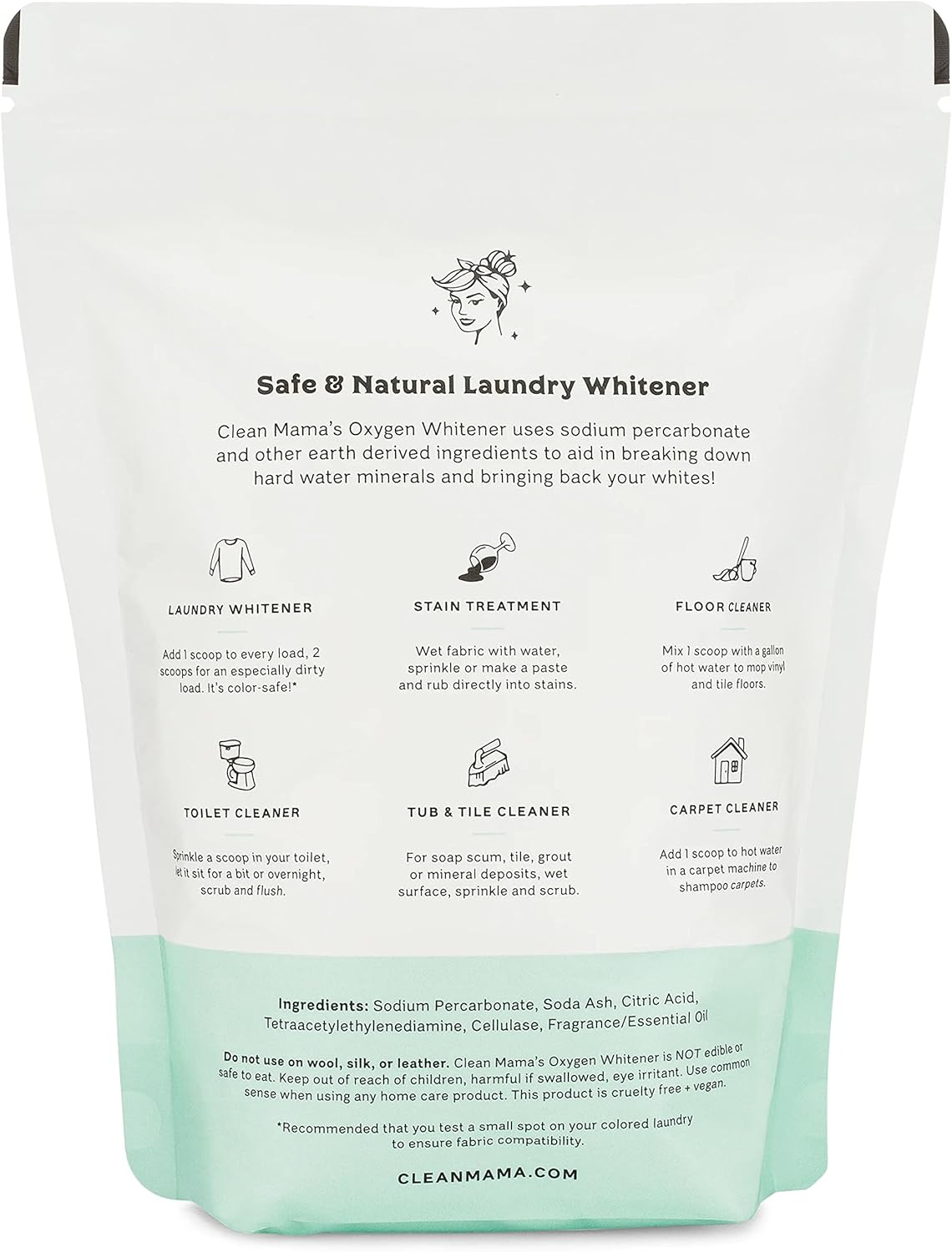 Clean Mama Natural Oxygen Whitener and Stain Remover - Color-Safe Natural Bleach Alternative