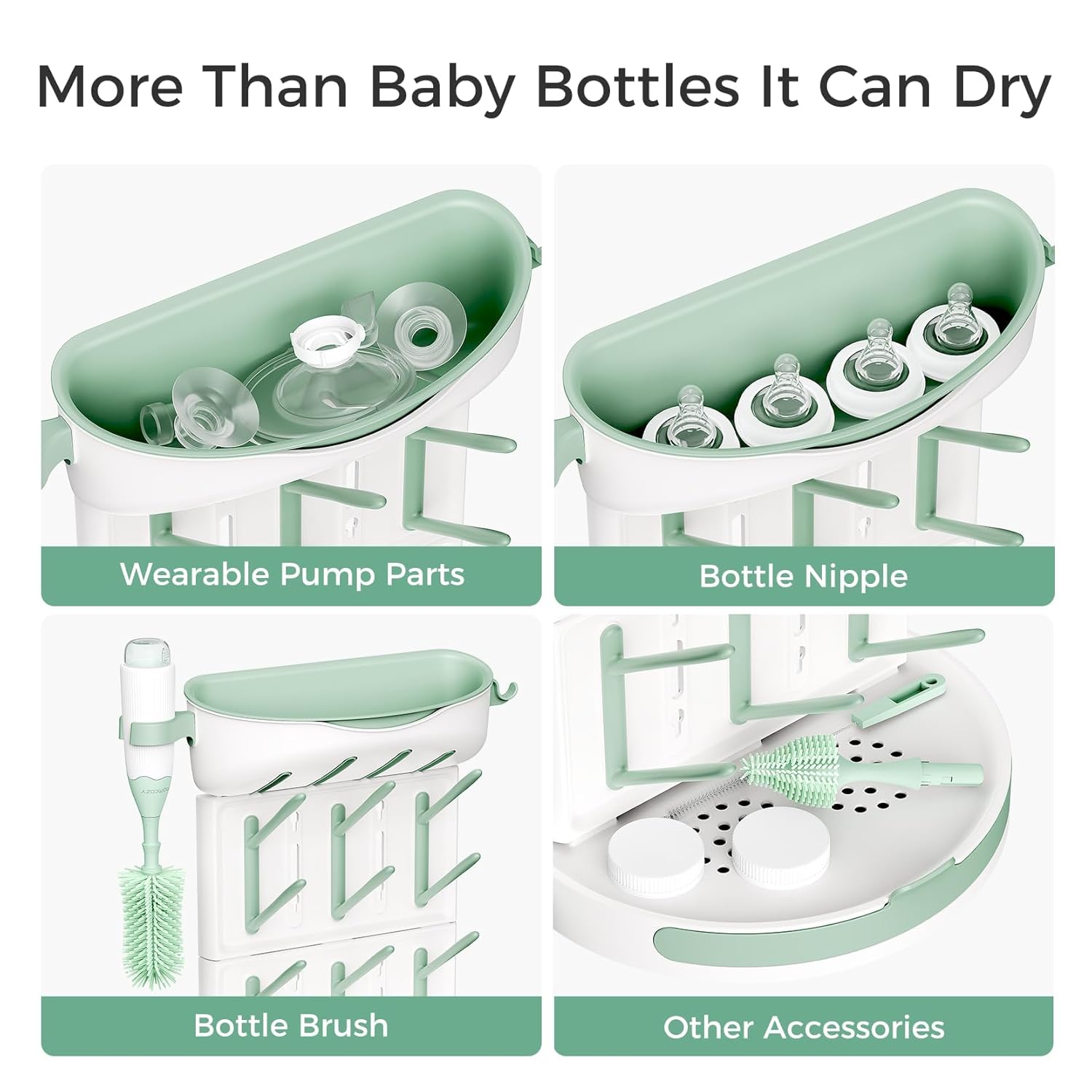 Momcozy DIY Larger Bottle Drying Rack for 18 Bottles, Space Saving Countertop Vertical Rack with