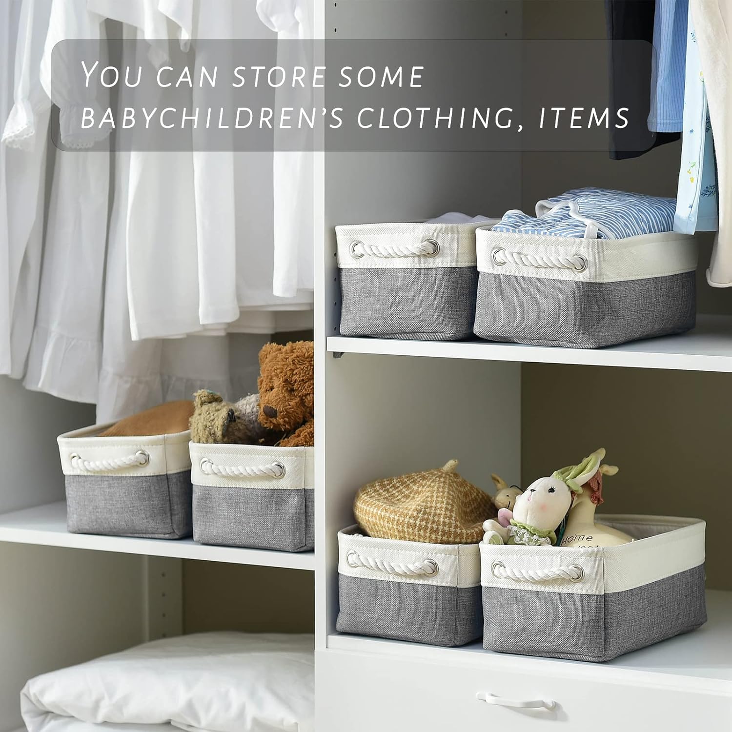 TcaFmac Small Storage Baskets for Shelf 6 Pack Canvas Storage Basket with Handles Fabric Storage