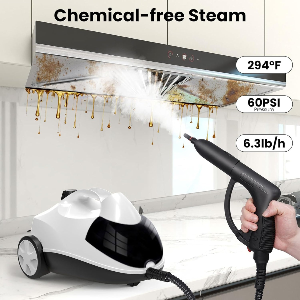 Steam Cleaner 1.5L Steamer for Cleaning Fast Heating 6-in-1 Multi-Surface with 8 Accessories UL499