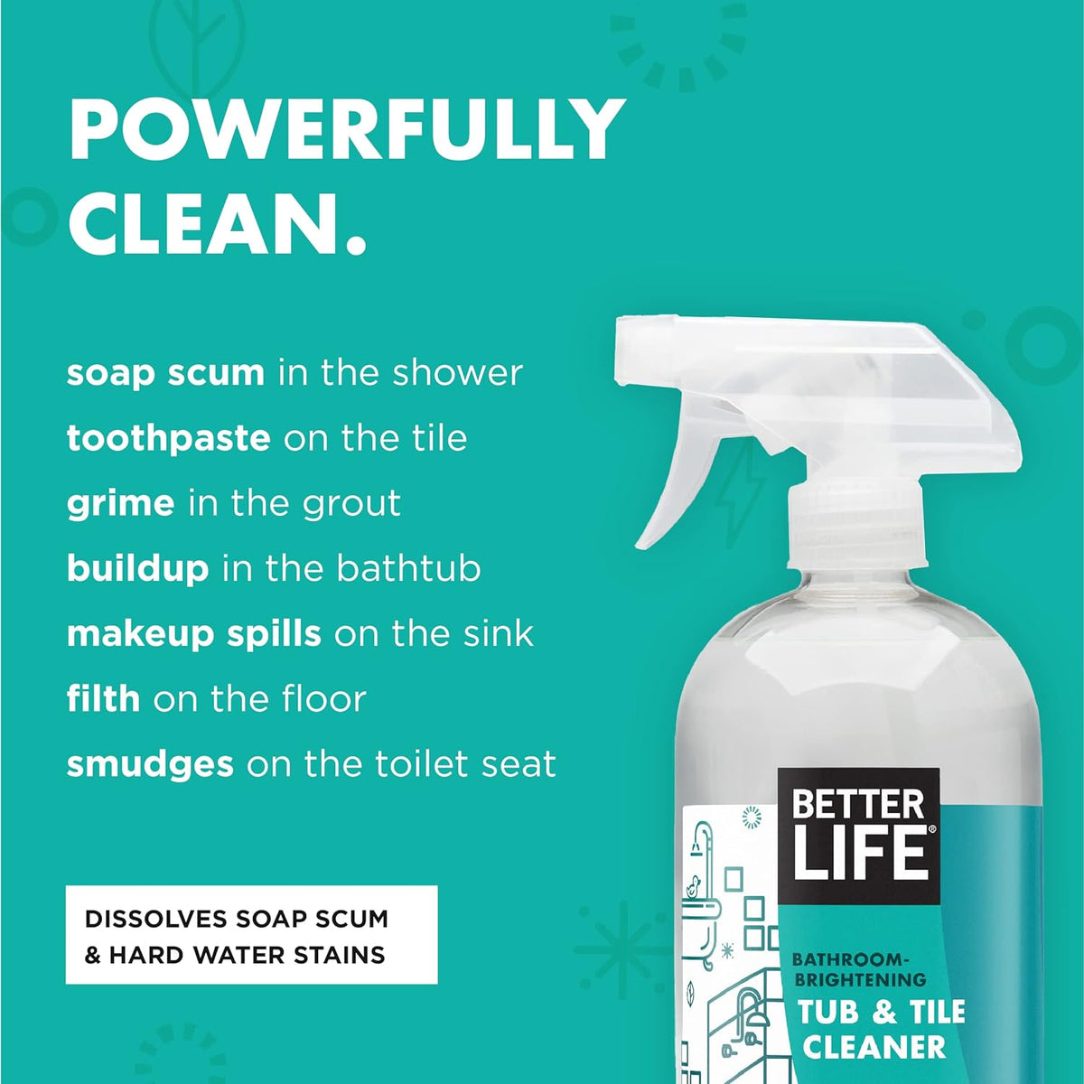 BETTER LIFE Bathroom Cleaner - Tea Tree Bathtub & Shower Cleaner Spray for Glass and Tile - Foaming
