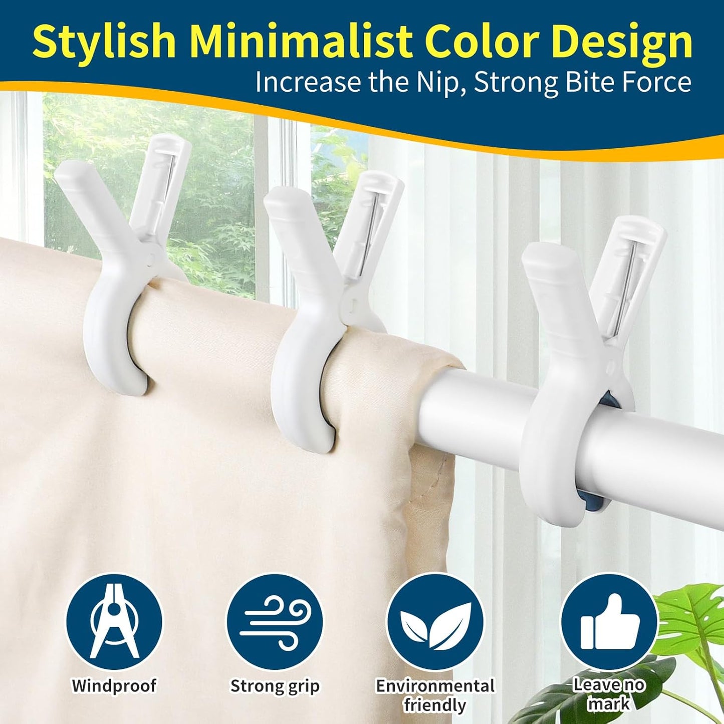 Senbowe 12 Pack Beach Towel Clips, Heavy Duty Plastic Clothes Pins, Windproof Clothes Clips to Dry