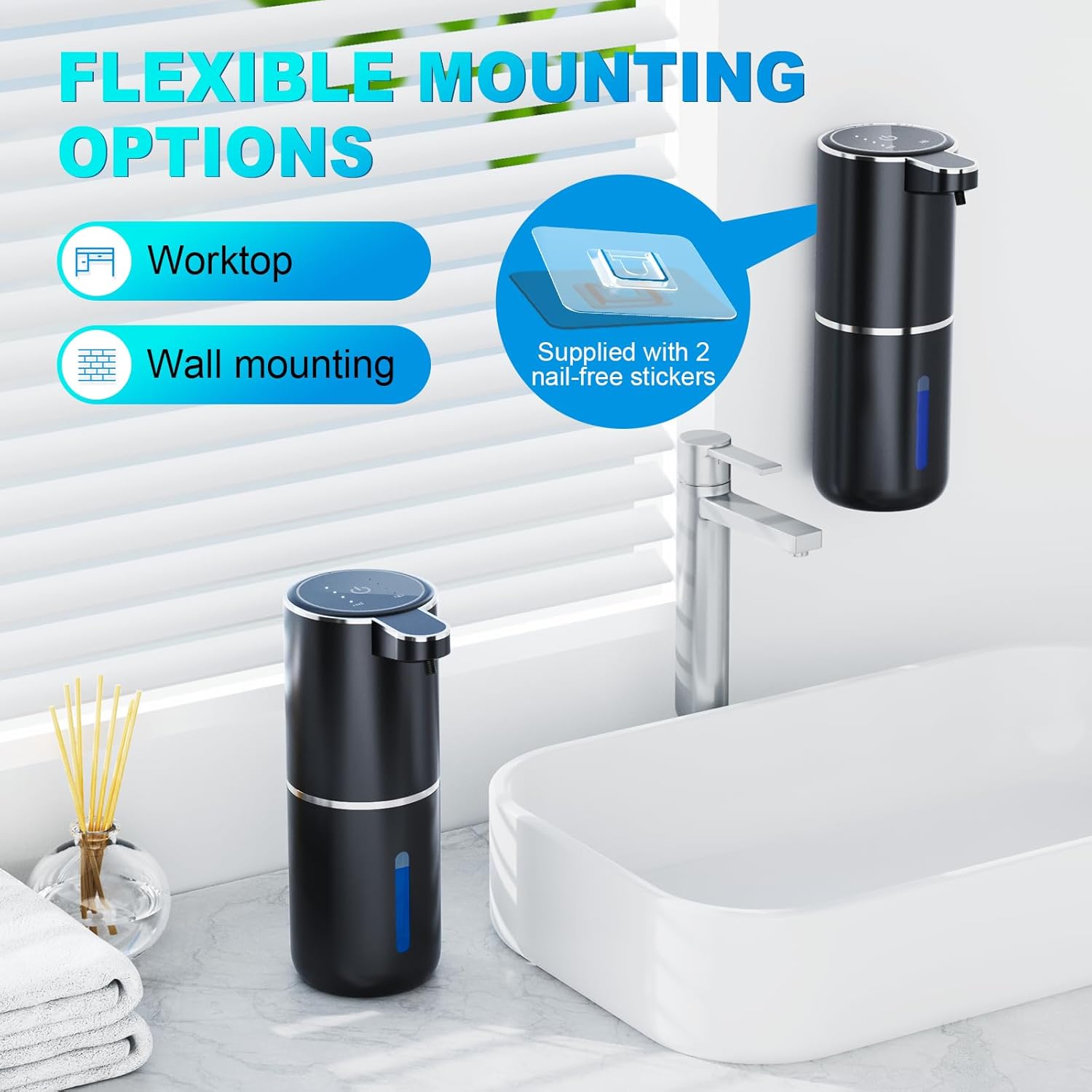 Automatic Liquid Soap Dispenser, 12.8oz/380ml Wall Mount Touchless Soap Dispenser with Sensor