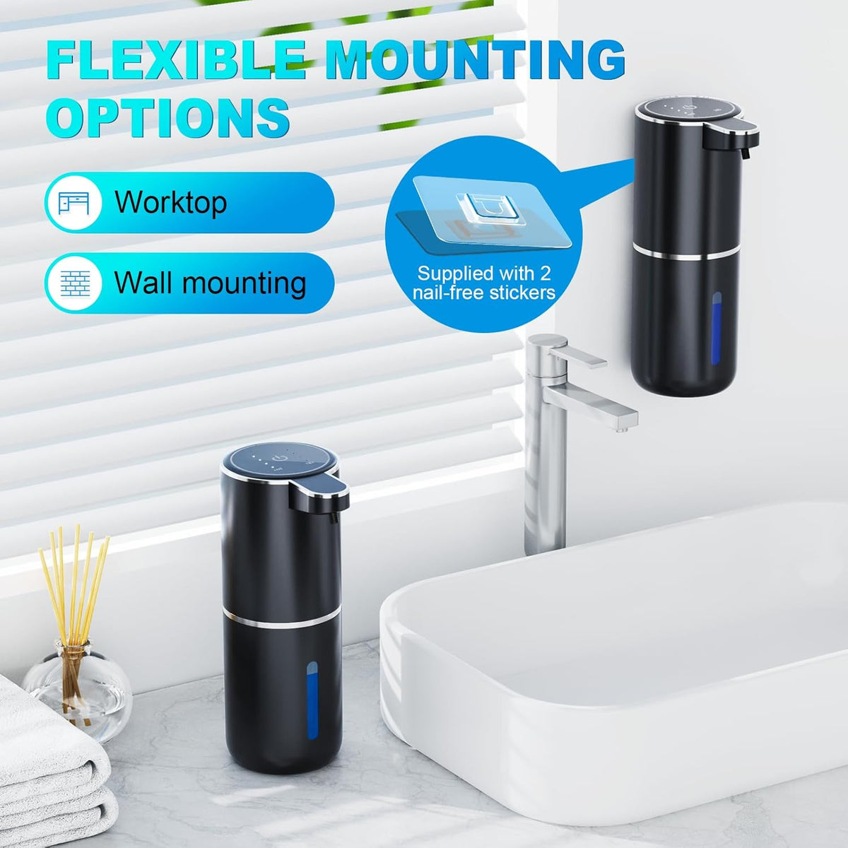 Automatic Foaming Soap Dispenser, 12.8oz/380ml Wall Mount Touchless Soap Dispenser with Sensor