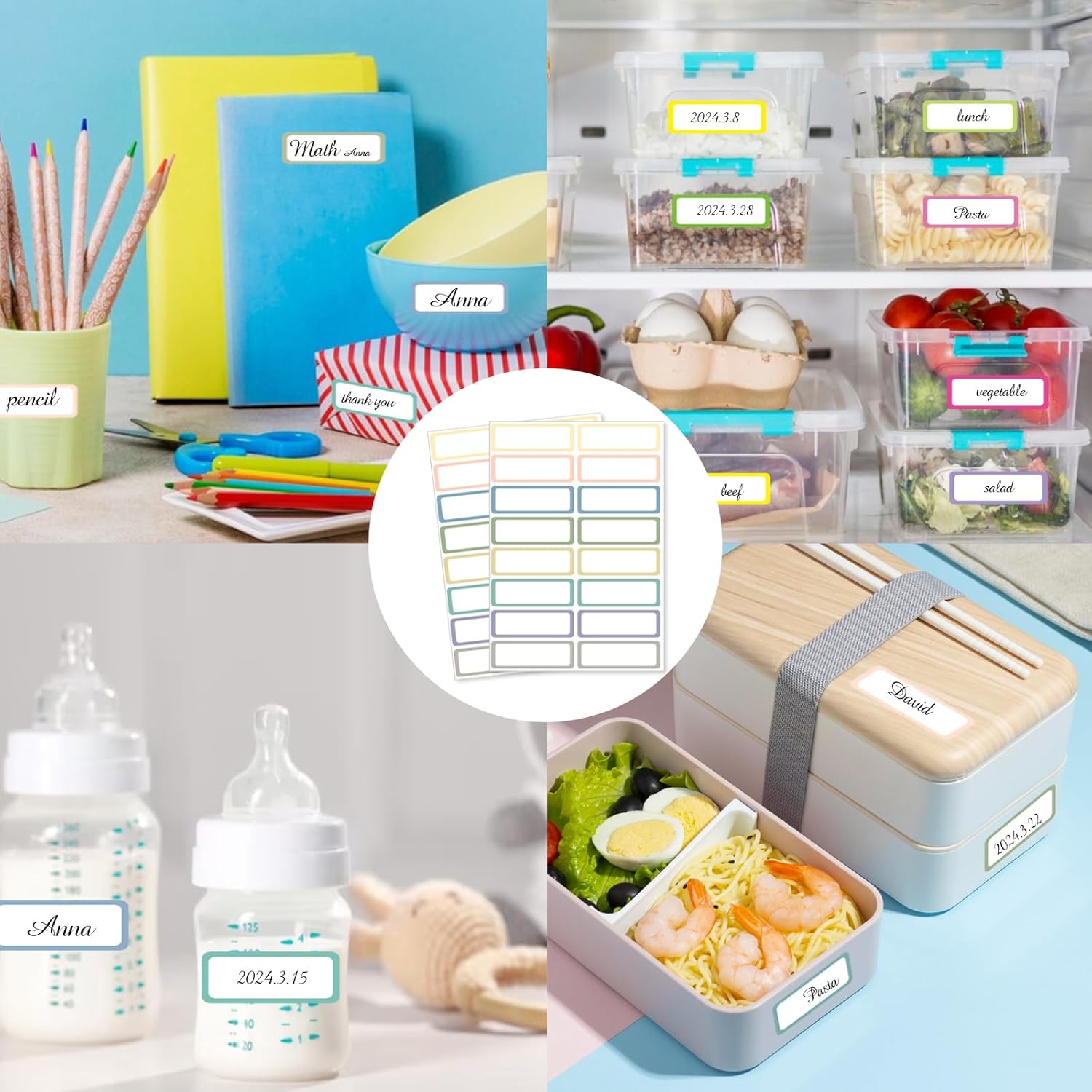 STARLIBOO Removable Labels, Removable Colored Labels Stickers, Self-Adhesive Rectangular Stickers