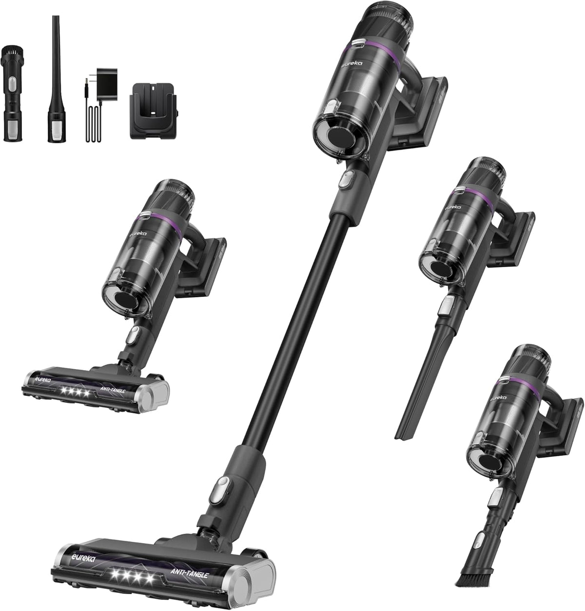 Eureka Cordless Stick Vacuum Cleaner ReactiSense 440, 60-Min Runtime, Anti-Tangle Brushroll