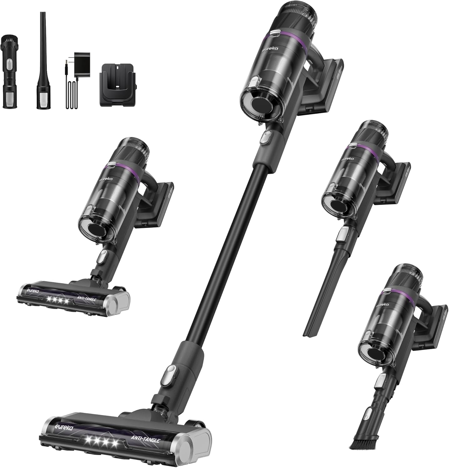 Eureka Cordless Stick Vacuum Cleaner ReactiSense 440, 60-Min Runtime, Anti-Tangle Brushroll
