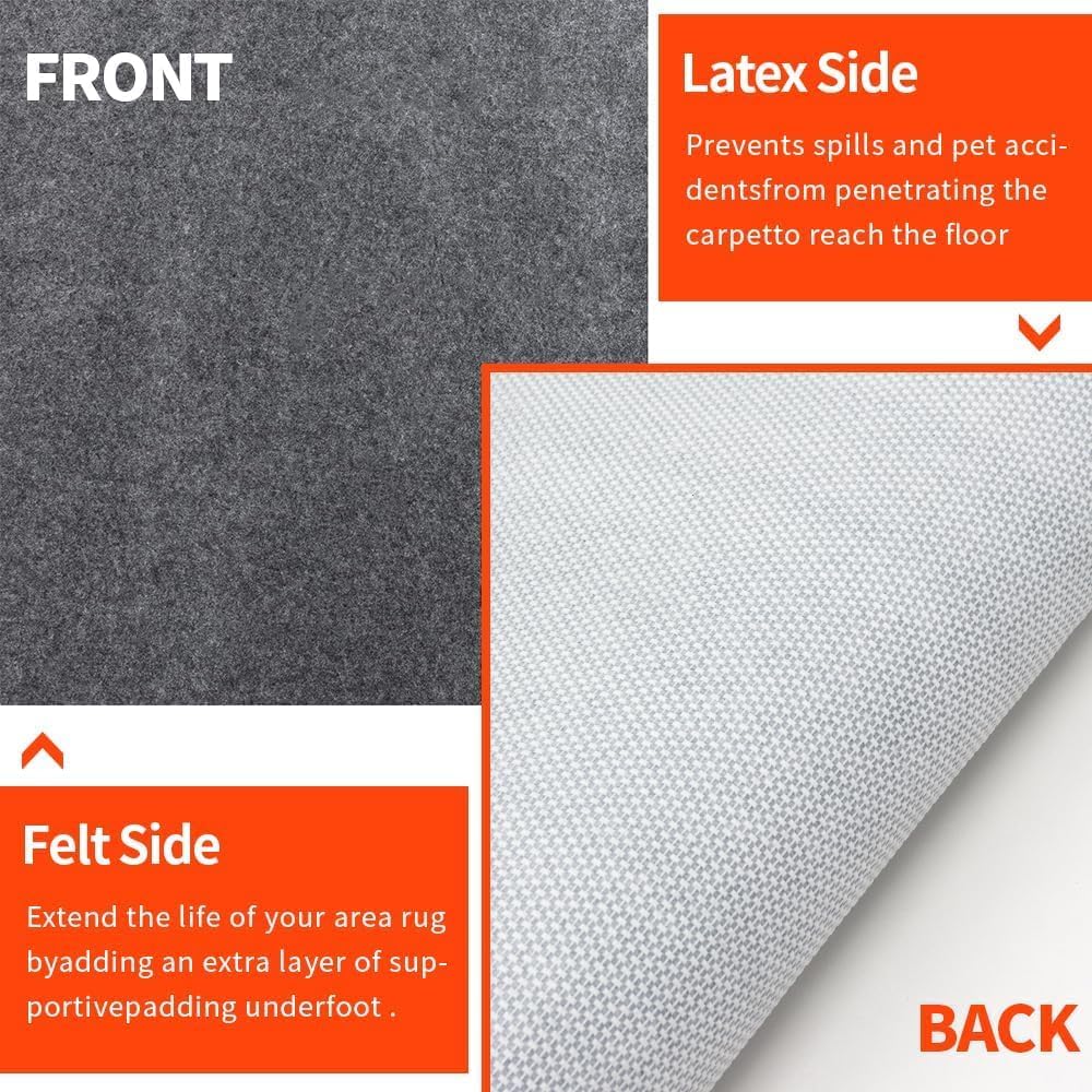 Non-Slip Rug Pads 7 x 9ft, 100% Waterproof Extra Large Area Rugs Non Skid Rug Pad for All Floors