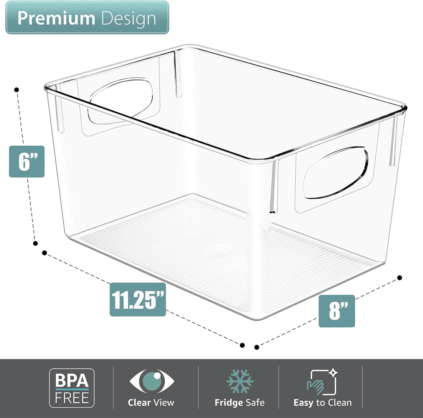 Sorbus 2 Pack Large Clear Plastic Storage Bins, Clear Organizer Bins with Handle for Kitchen