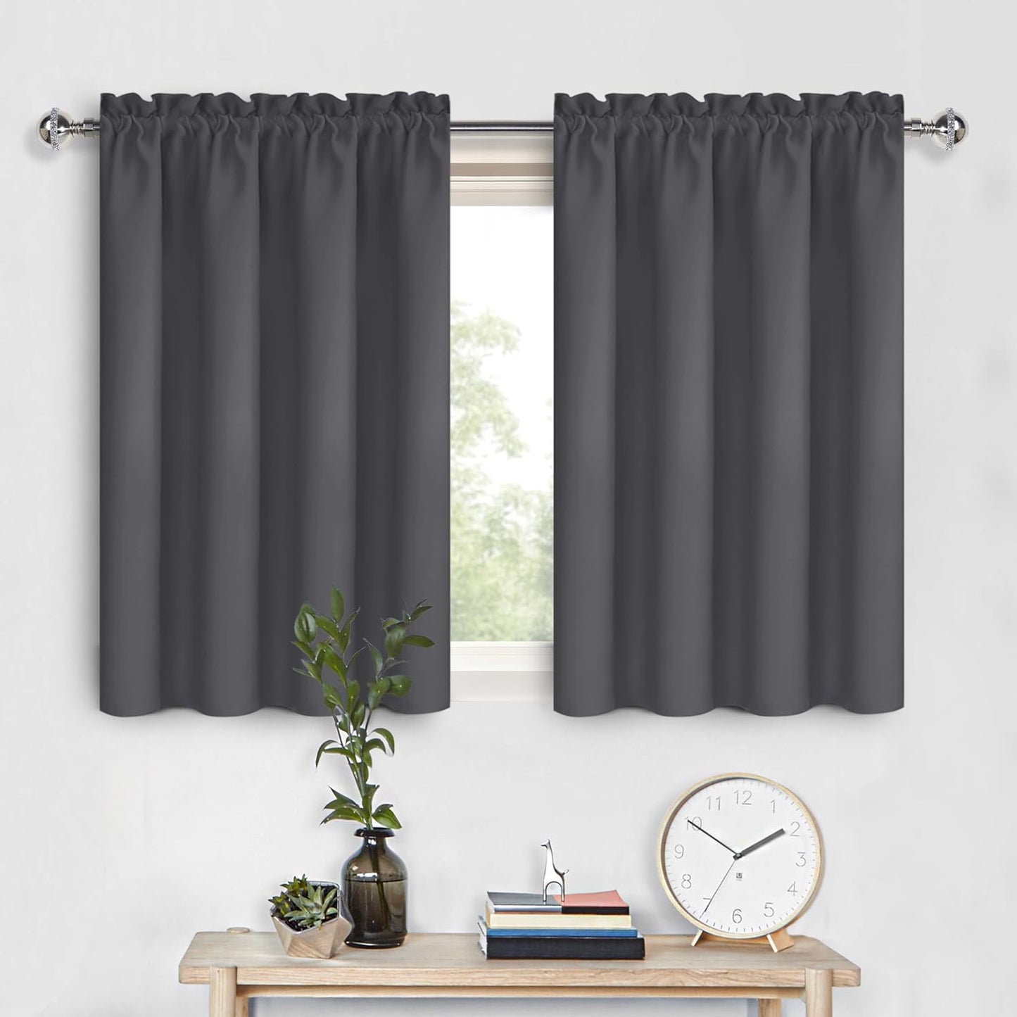 DWCN Short Blackout Curtains 36 inches Length 2 Panels Set, Half Window Rod Pocket Privacy Curtain