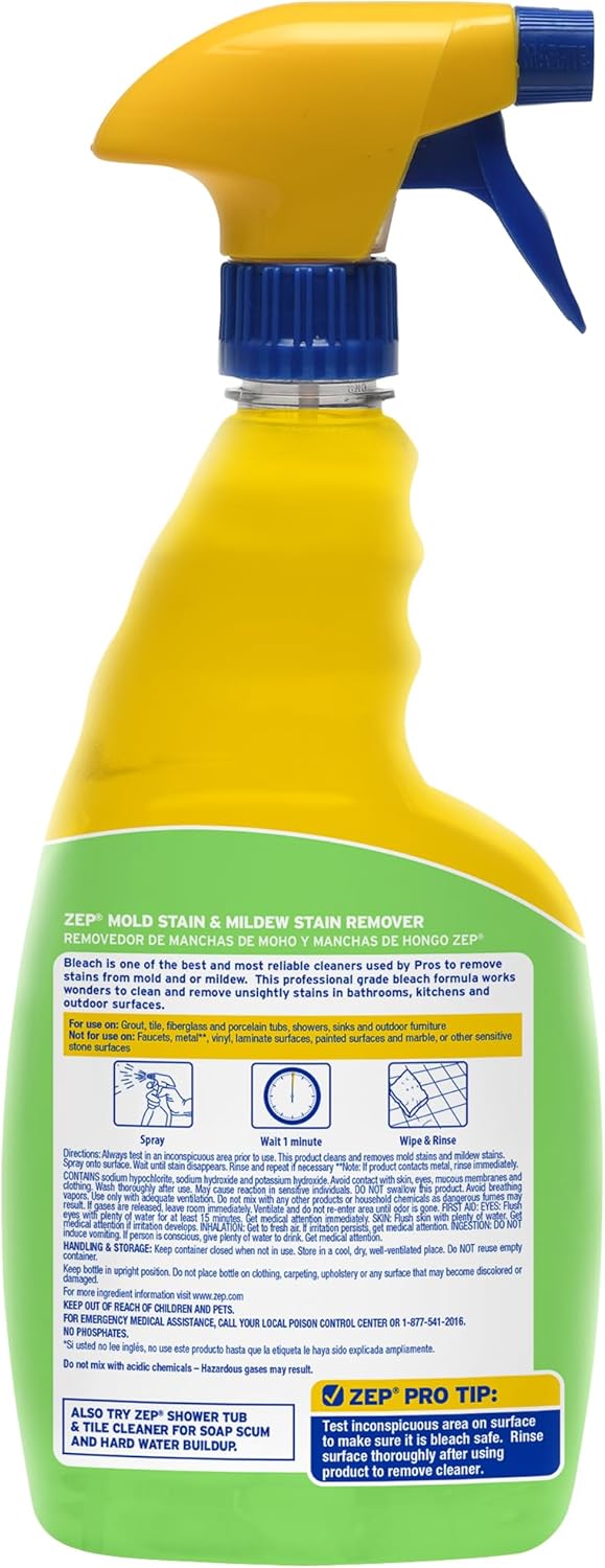 Zep Mold Stain and Mildew Stain Remover - 32 oz (Pack of 4) ZUMILDEW32 - Professional Strength No