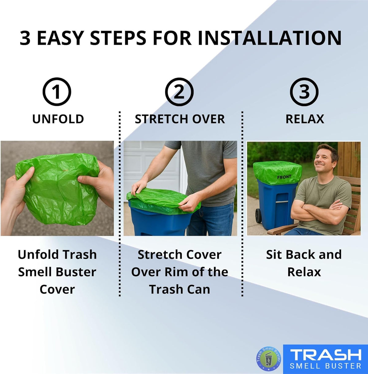 Outdoor Trash Can Cover Biodegradable Odor Eliminating Bag with Elastic Band Lemon Scented Durable