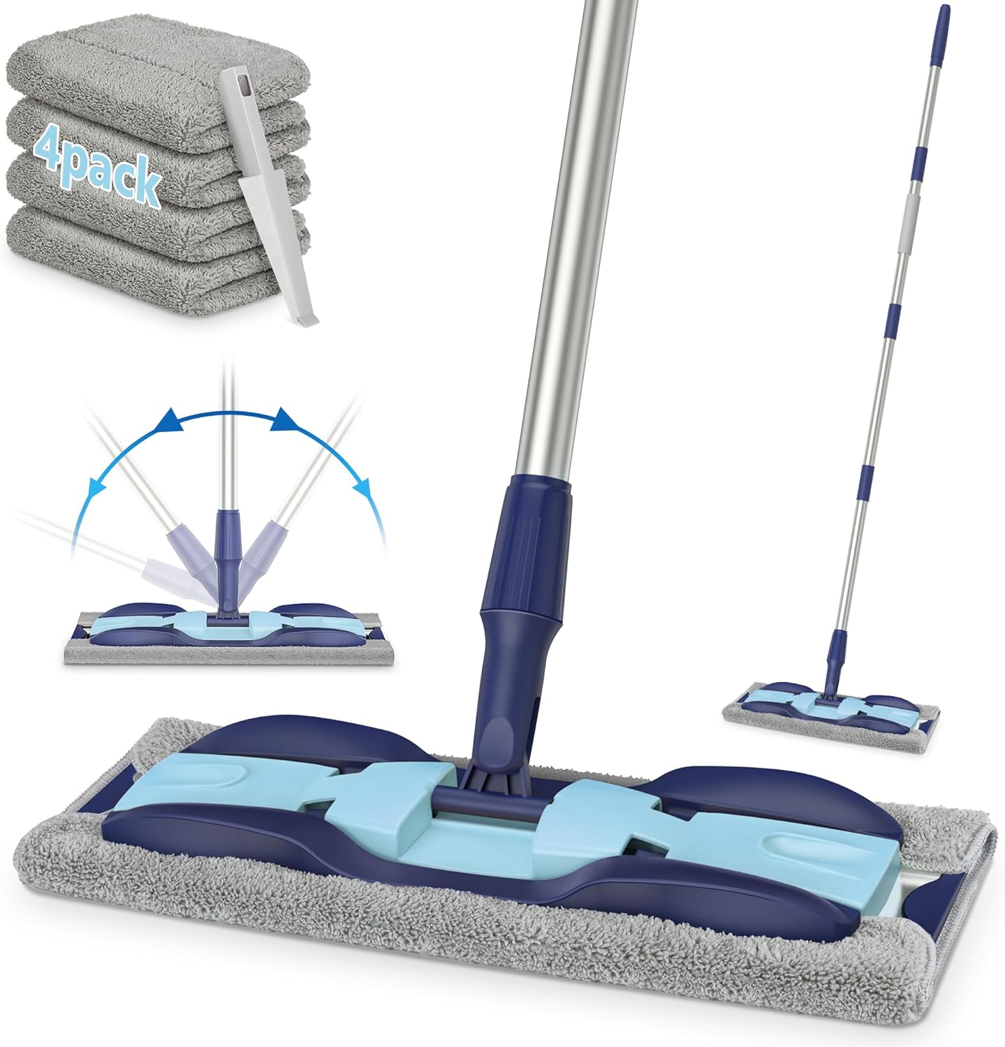 MEXERRIS Microfiber Floor Mop for Hardwood Laminate Tile Floor Cleaning: Stainless Steel Handle - 4