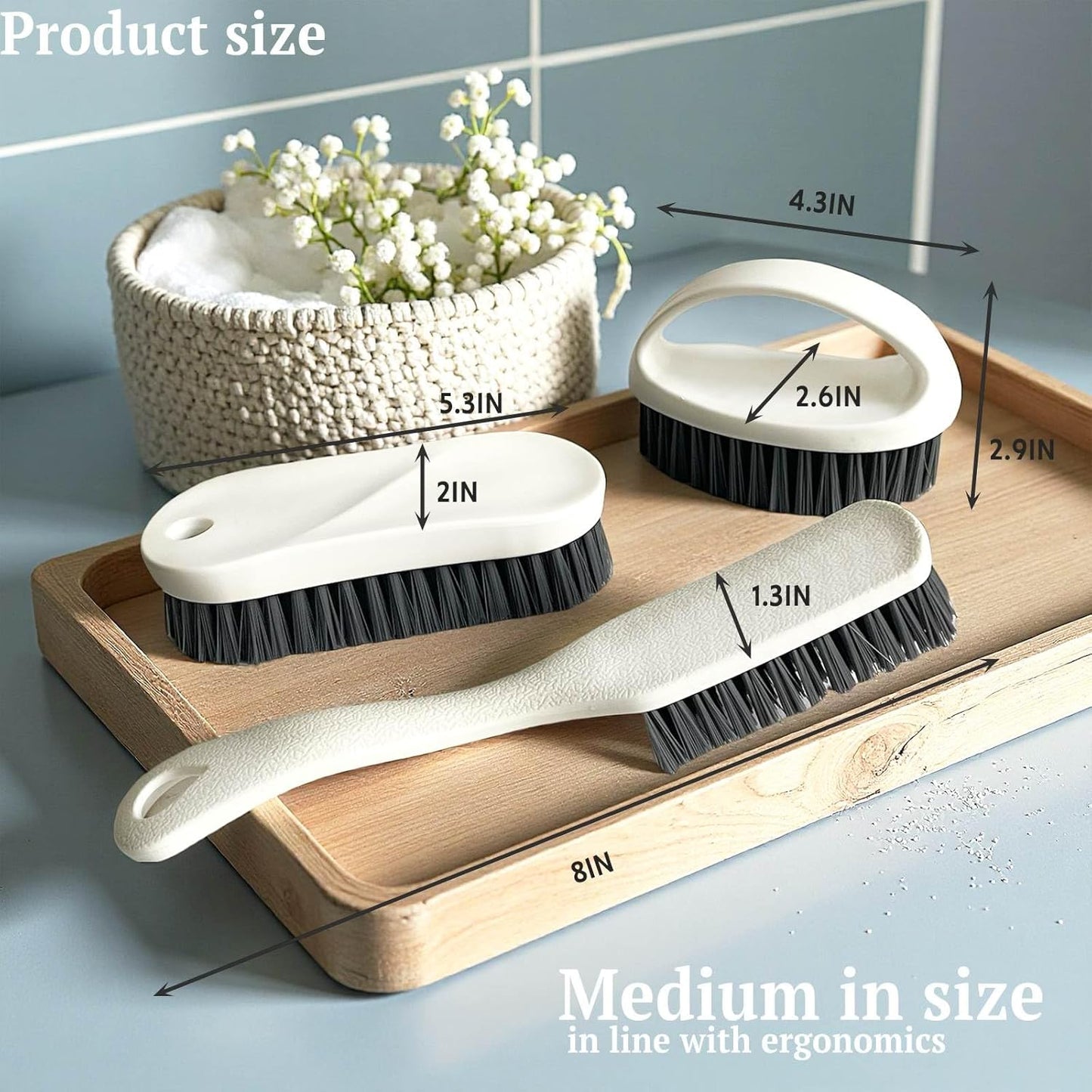Scrub Brush for Cleaning - 3pcs Bathroom Scrubber Cleaning Brushes for Household Use Heavy Duty