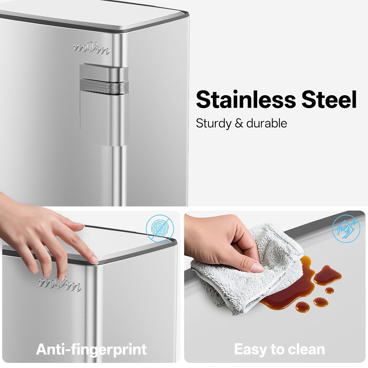 mVm 10.6 Gallon Heavy Duty Step Trash Can with Lid, Foldable Foot Pedal Bin for Kitchen Office