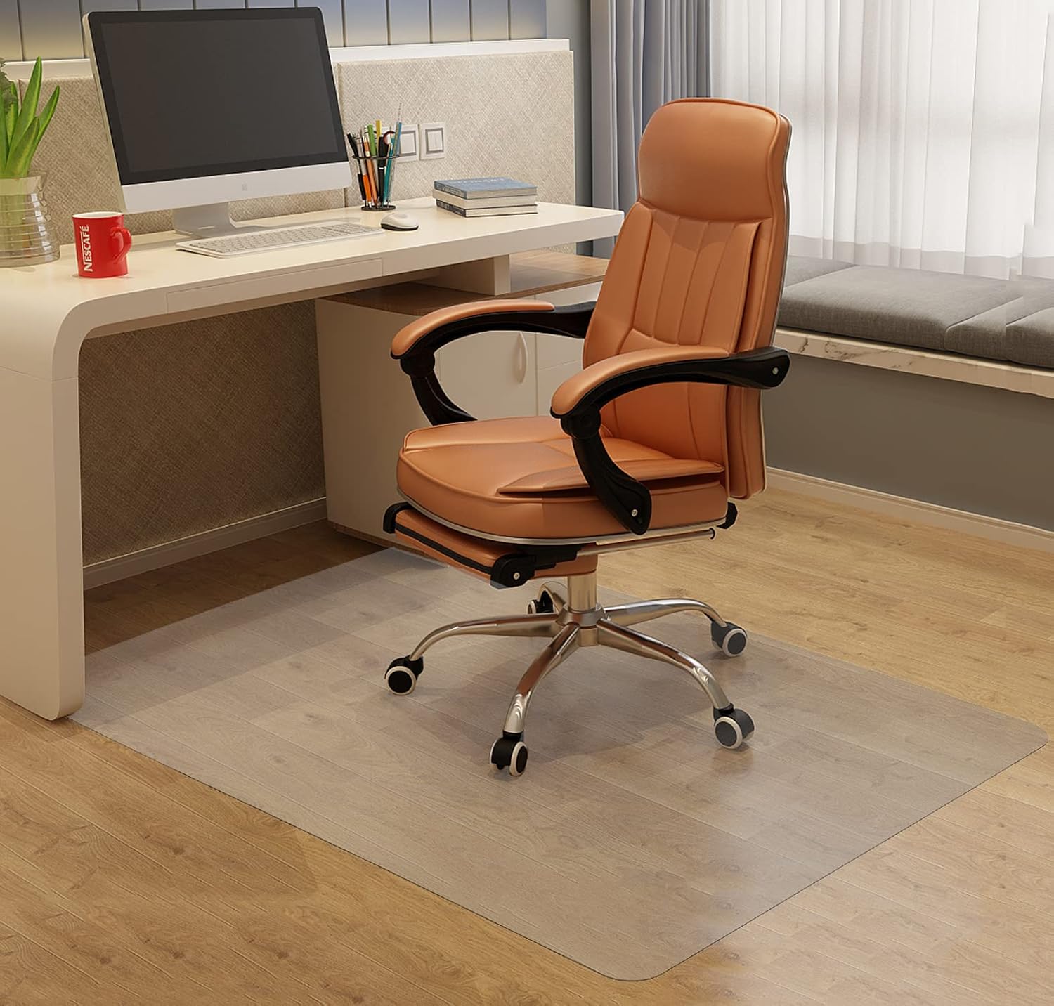 Chair Mat for Hardwood Floor, 53”x 45” Office Chair Mat, Floor Mat for Office Chair, Clear Desk