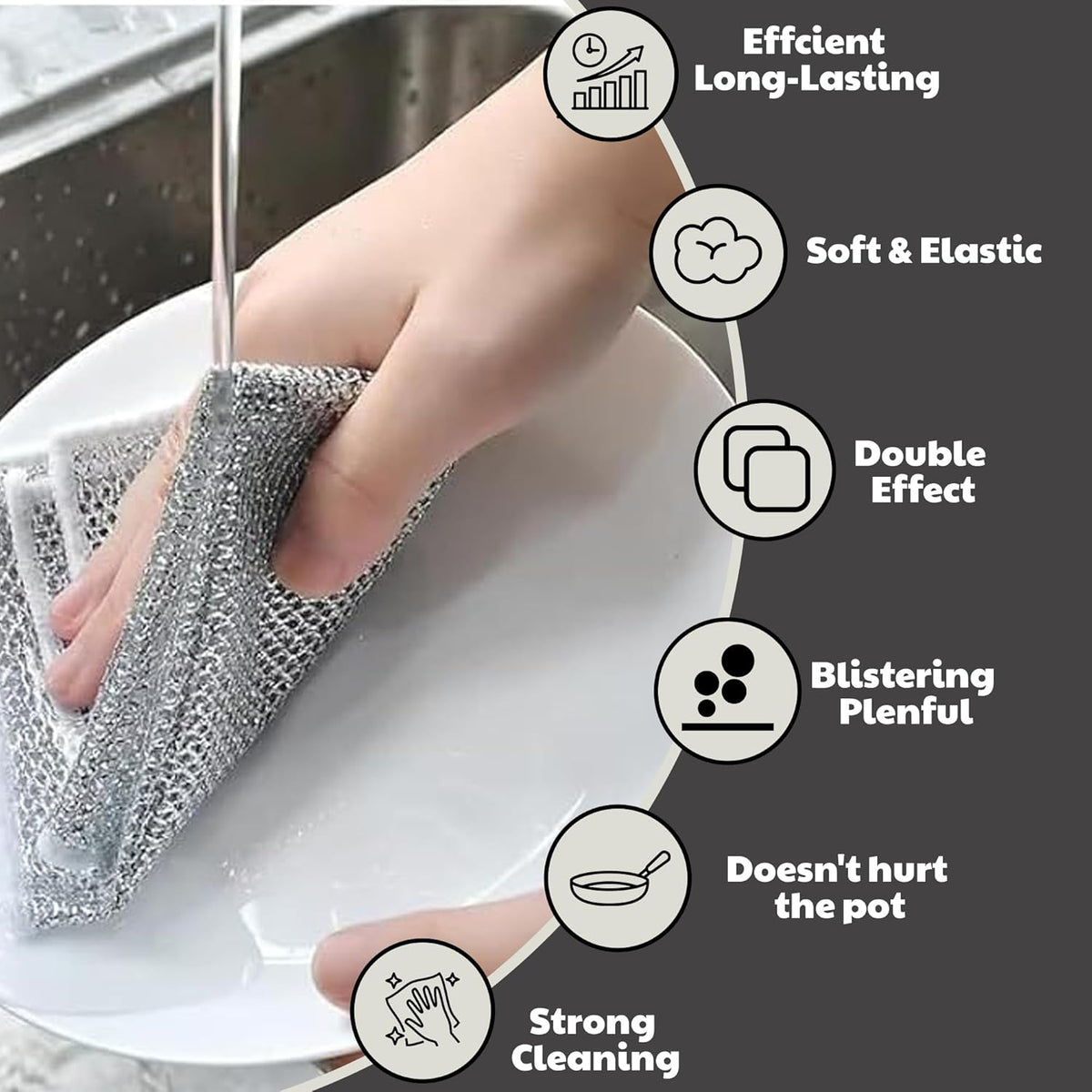 CrafTreat Non Scratch Wire Dishwashing Rag - Double Layer 10 Pcs, Reusable Multipurpose Wire