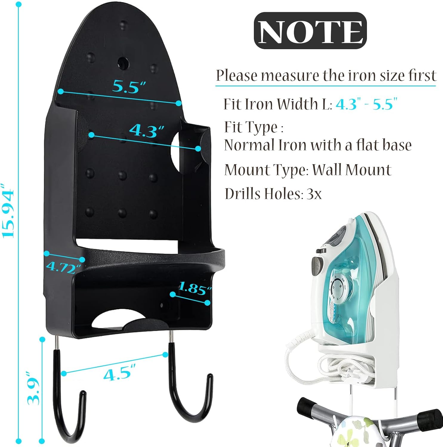Ironing Board Hanger Wall Mount Electric Iron Holder Ironing Board Rack Household Bathroom Shelf