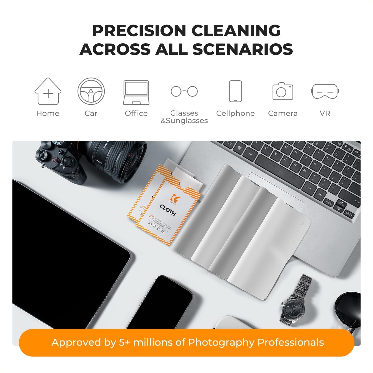 K&F CONCEPT 12 Pack Lens Cleaning Cloth | Microfiber Cleaning Cloth | Glasses Cleaning Cloths |