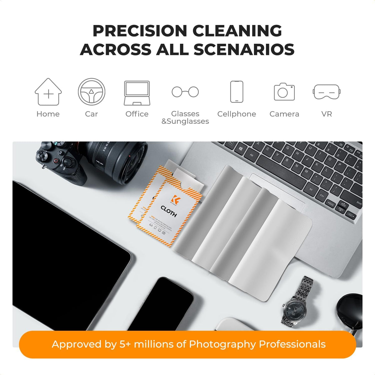 K&F CONCEPT 2 Pack Lens Cleaning Cloth | Microfiber Cleaning Cloth | Glasses Cleaning Cloths |