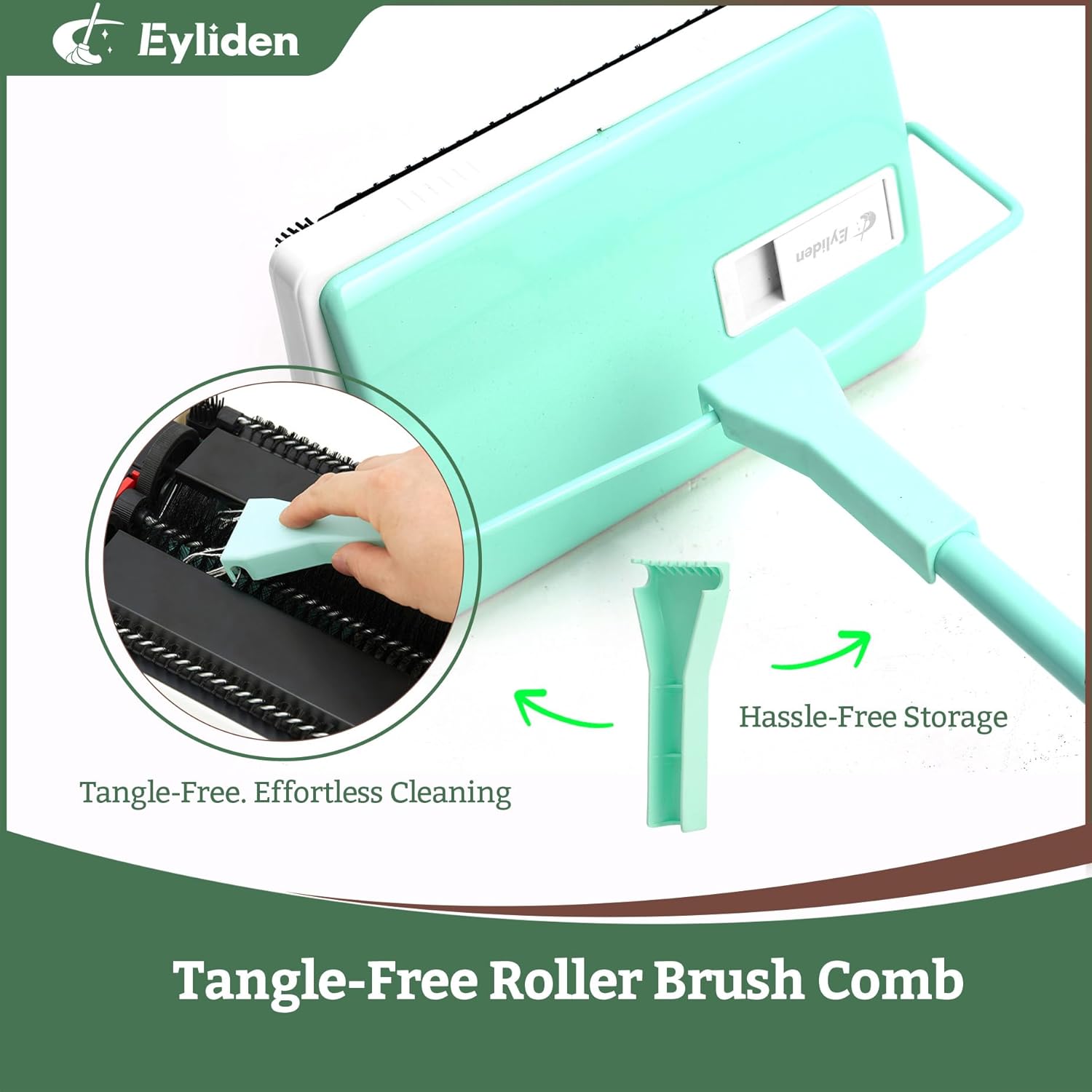 Eyliden X-Large Carpet Sweeper - Quiet Manual Sweeper for Carpets & Rugs | 1 Extra Refill Roller
