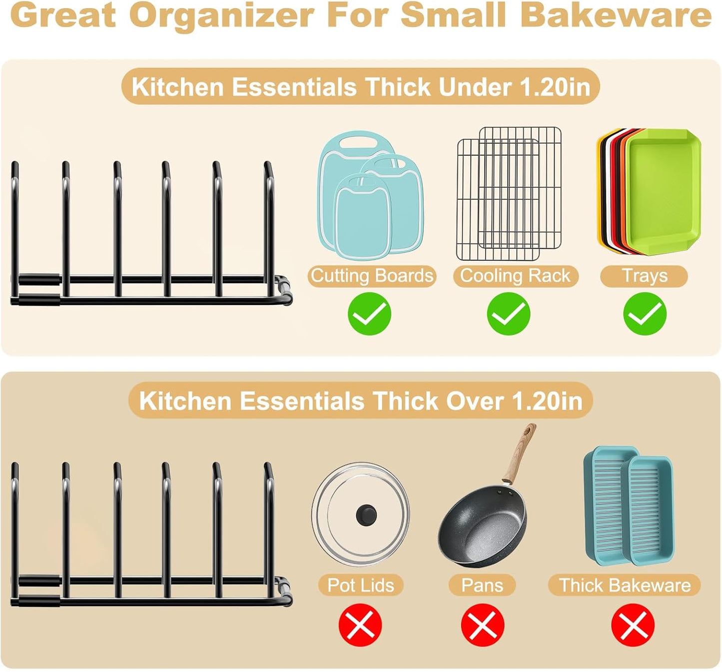 Cutting Board Organizer, [2-Pack] Cutting Board Holder Rack Baking Cookie Pan Sheets Cooling Small