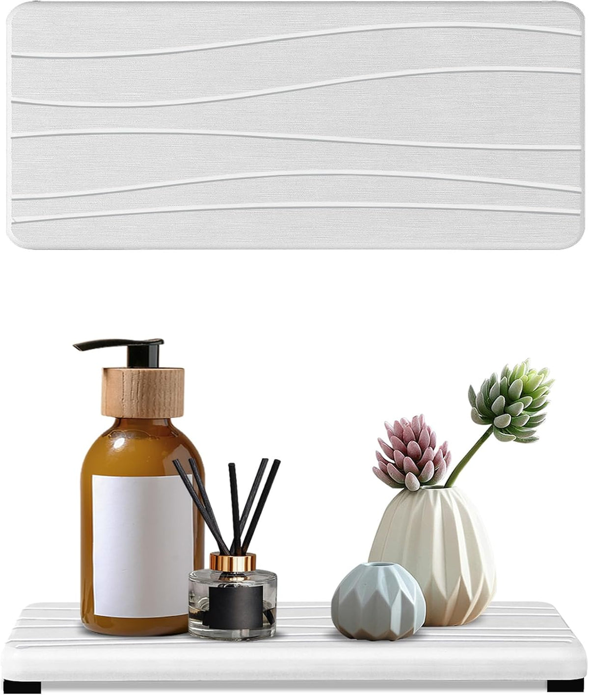 2PCS Water Absorbing Stone Tray, Fast Drying Stone Sink Tray, Water Absorbent Diatomite Trays