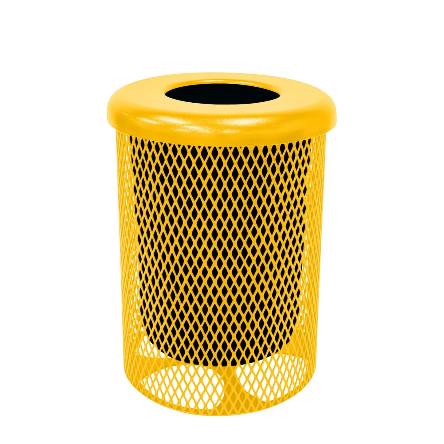 COATEDOUTDOORFURNITURE RFT-YEL Heavy Duty Round Trash Receptacle with Flat Top, Liner Included, 32