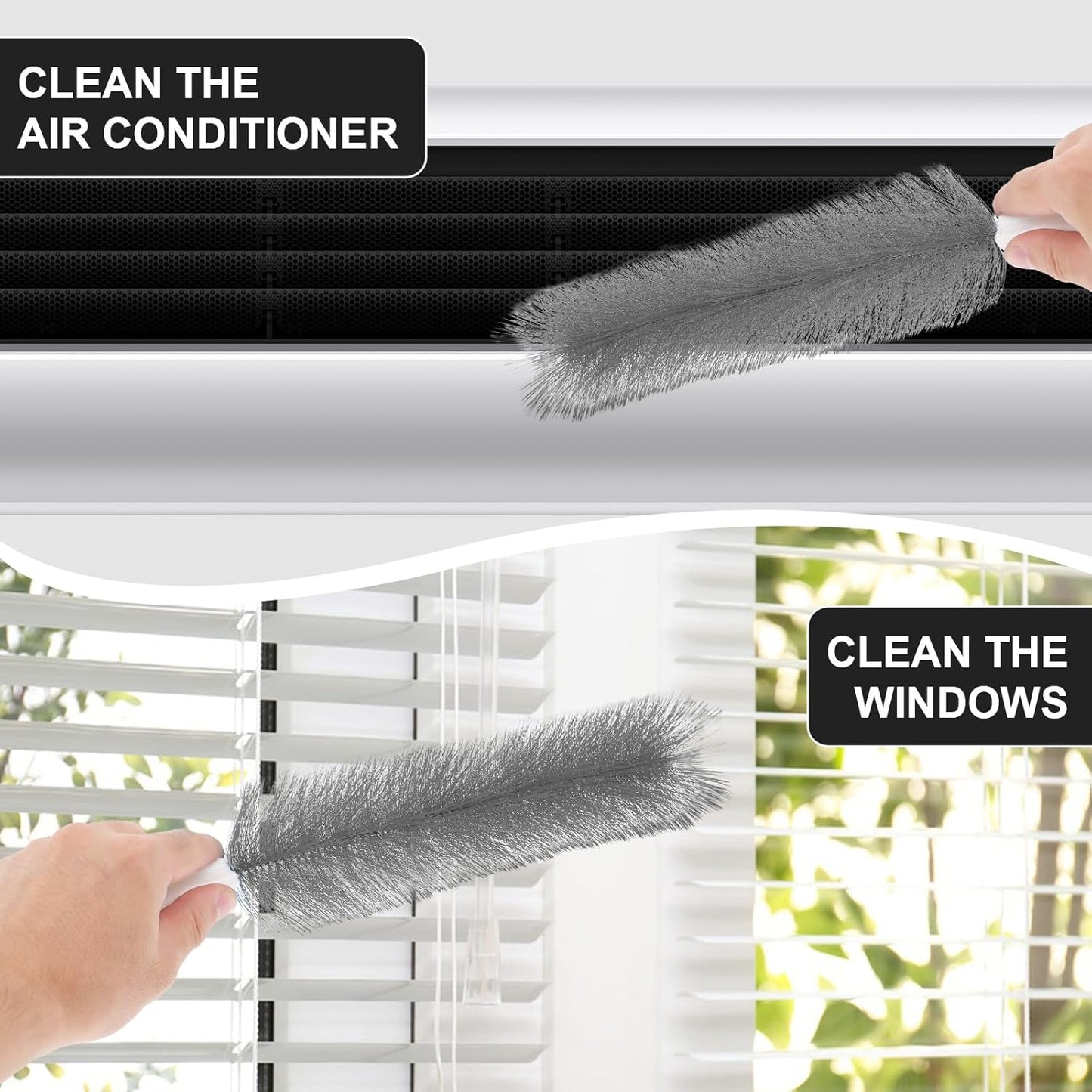 2 Pcs Fan Cleaner Brushes, Bendable Fan Cleaning Brush Cobweb Duster Set Microfiber Head Washable