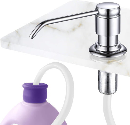 Gagal Soap Dispenser (Chrome) and Extension Tube Kit for Kitchen Sink, Complete Brass Pump with 40"