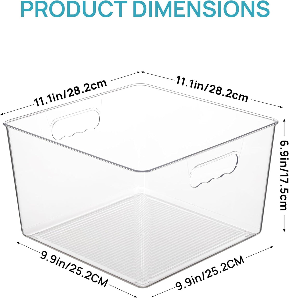 Vtopmart 8 Pack Extra Large Clear Plastic Storage Bins,11x11 Cube Acrylic Organizer Square