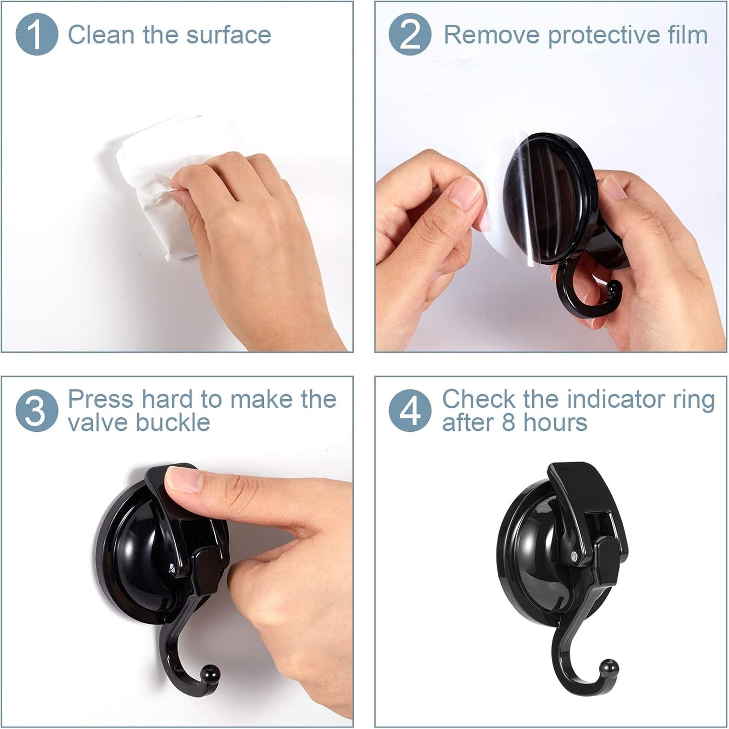 Wreath Cup Hook, Easy to Install and Remove, No Hole Punched,Black- Plated Plished Super Suction