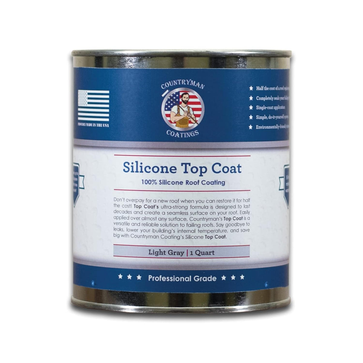 Countryman Coatings - 100% Silicone Roof Coating - Restore Your Roof in a Day - Seal Leaks, Cracks