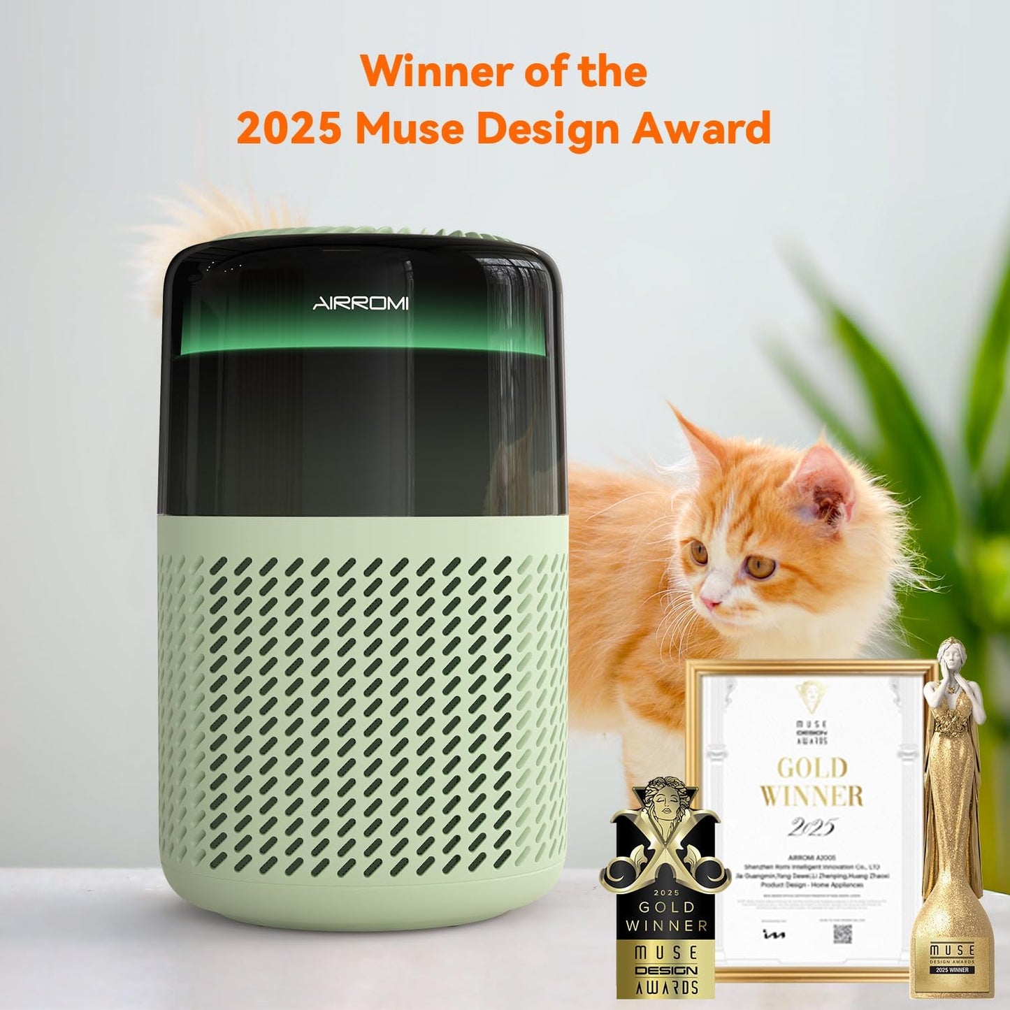 AIRROMI Air Purifier for Bedroom Home,HEPA Filter,Covers Upto 549 Ft²,Quiet 360°intake Air Cleaner