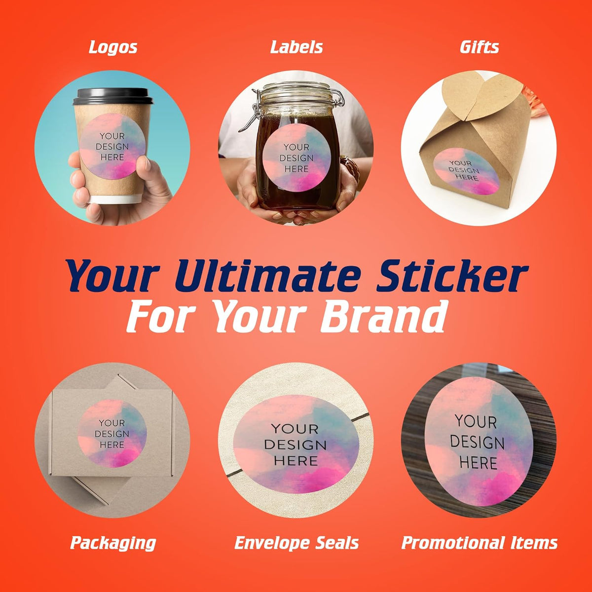 100 Custom Vinyl Stickers - Upload Your own Image, Text, Design, Logo - Personalized Logo Labels