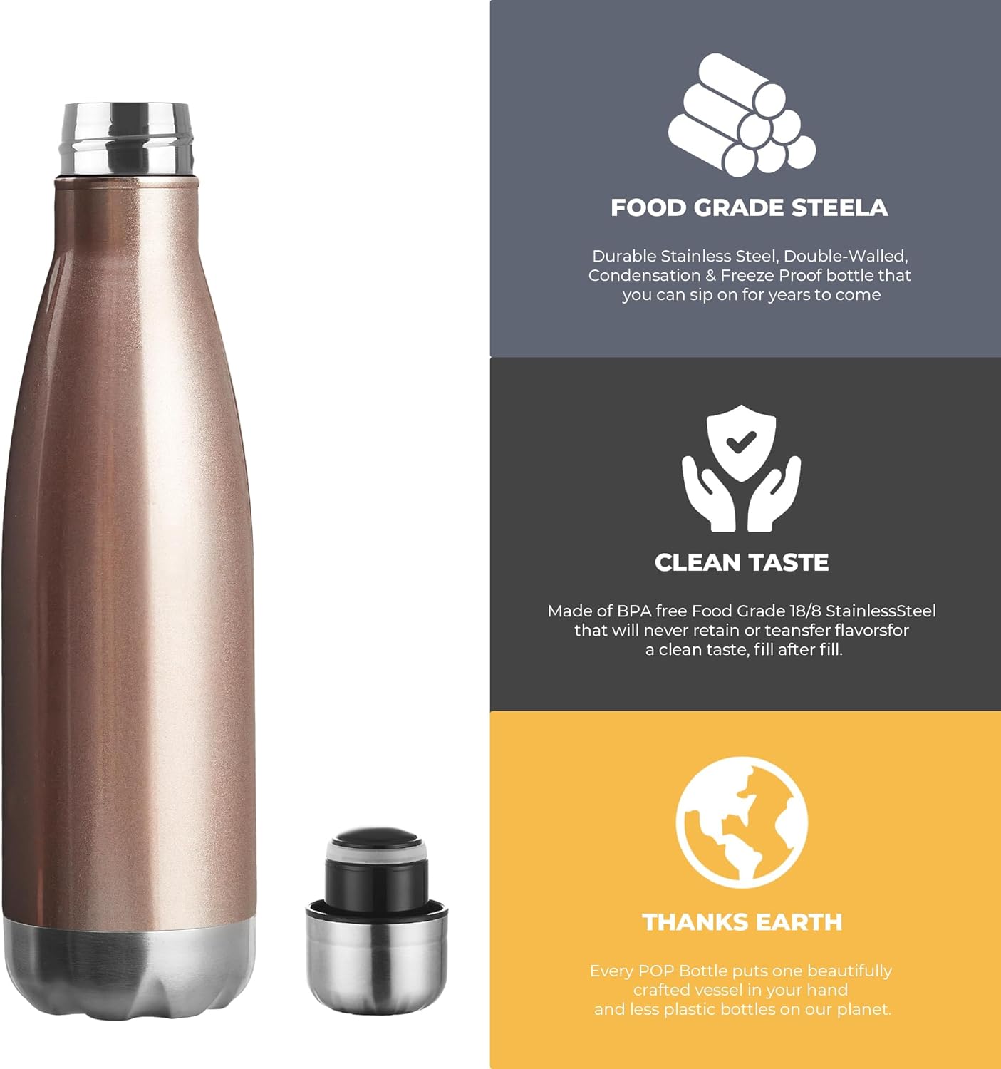 MEWAY 17oz Sport Water Bottle 4 Pack Vacuum Insulated Stainless Steel Leak-Proof Double Wall Cola
