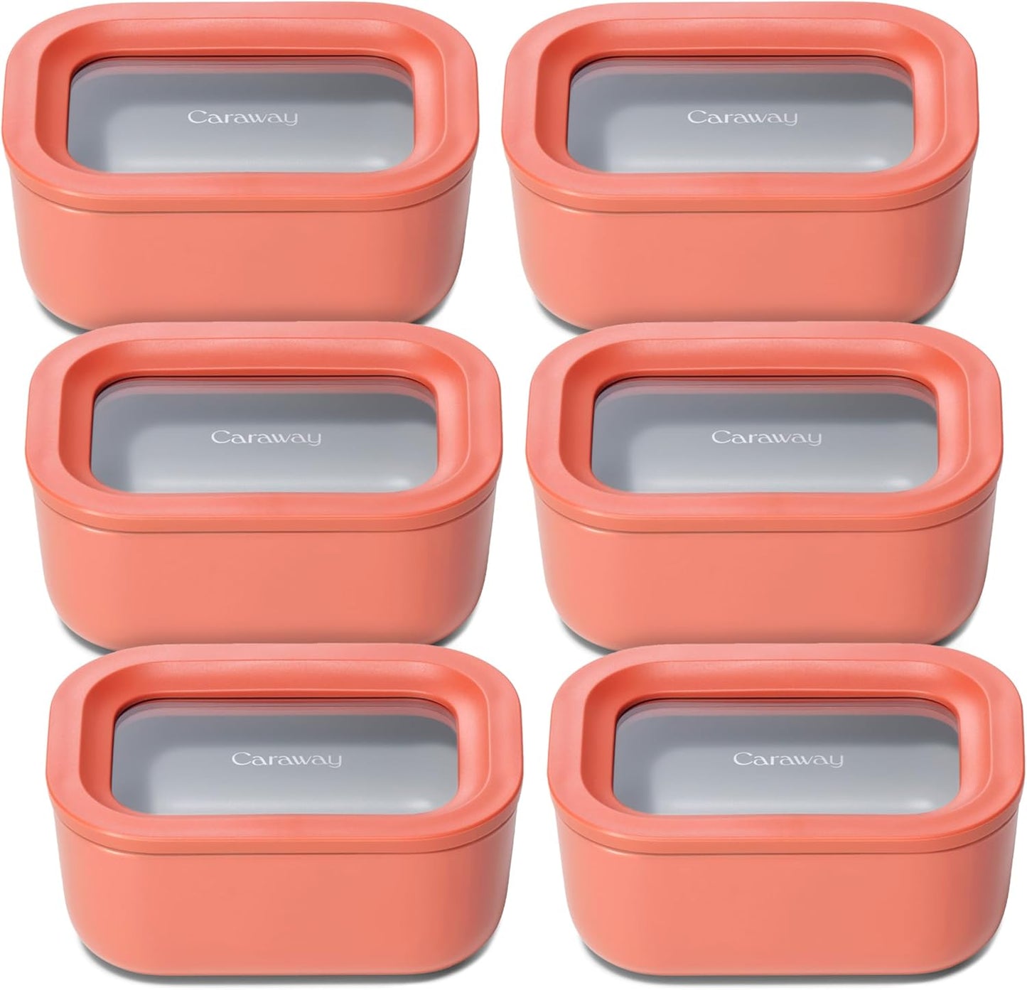 Caraway 6pc Glass Food Storage Set - 2.6 Cup Storage Containers For Food (6) - Non-Toxic
