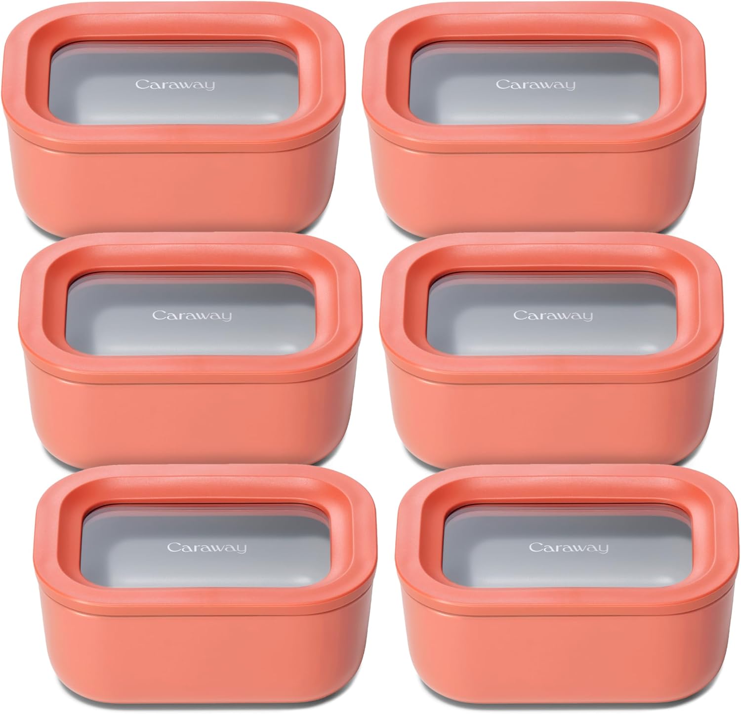 Caraway 6pc Glass Food Storage Set - 2.6 Cup Storage Containers For Food (6) - Non-Toxic
