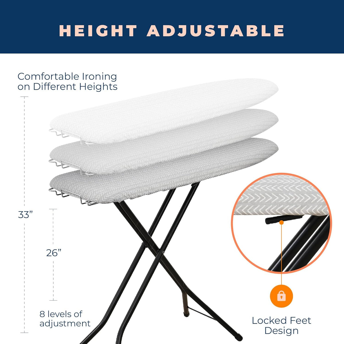 Ironing Board with Iron Rest, Iron Board with 3 Layers Extra Thick Cover, Compact and Space Saver