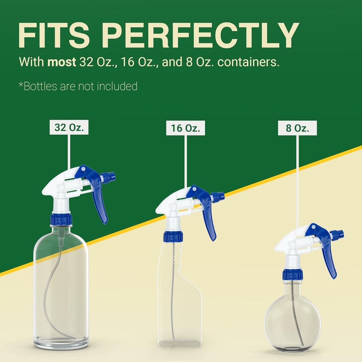 Heluva Green Spray Bottle Nozzle Replacement, Bottle Tops Only - Sprayer Nozzle Triggers for Heavy