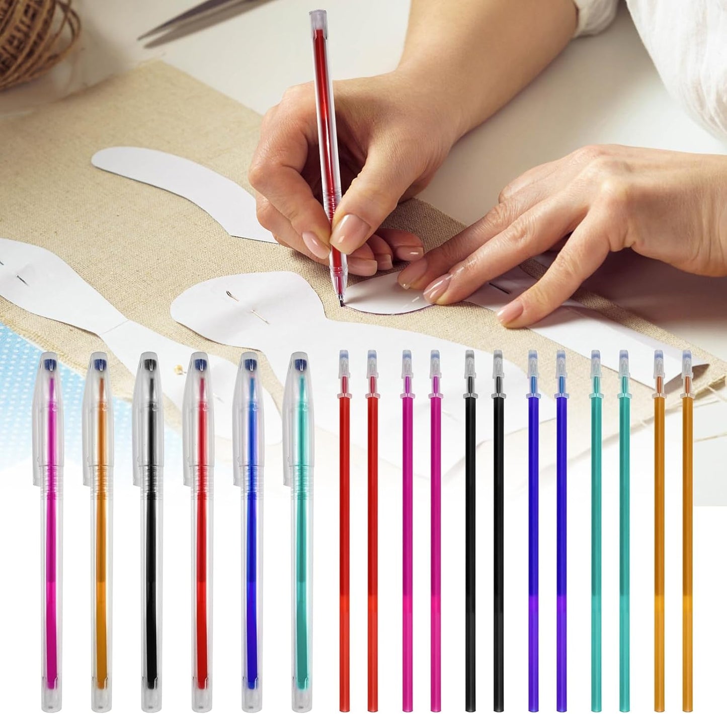 36pcs Heat Erasable Pens for Fabric, Assorted Colors, Fabric Pens for Sewing Erasable for Quilting