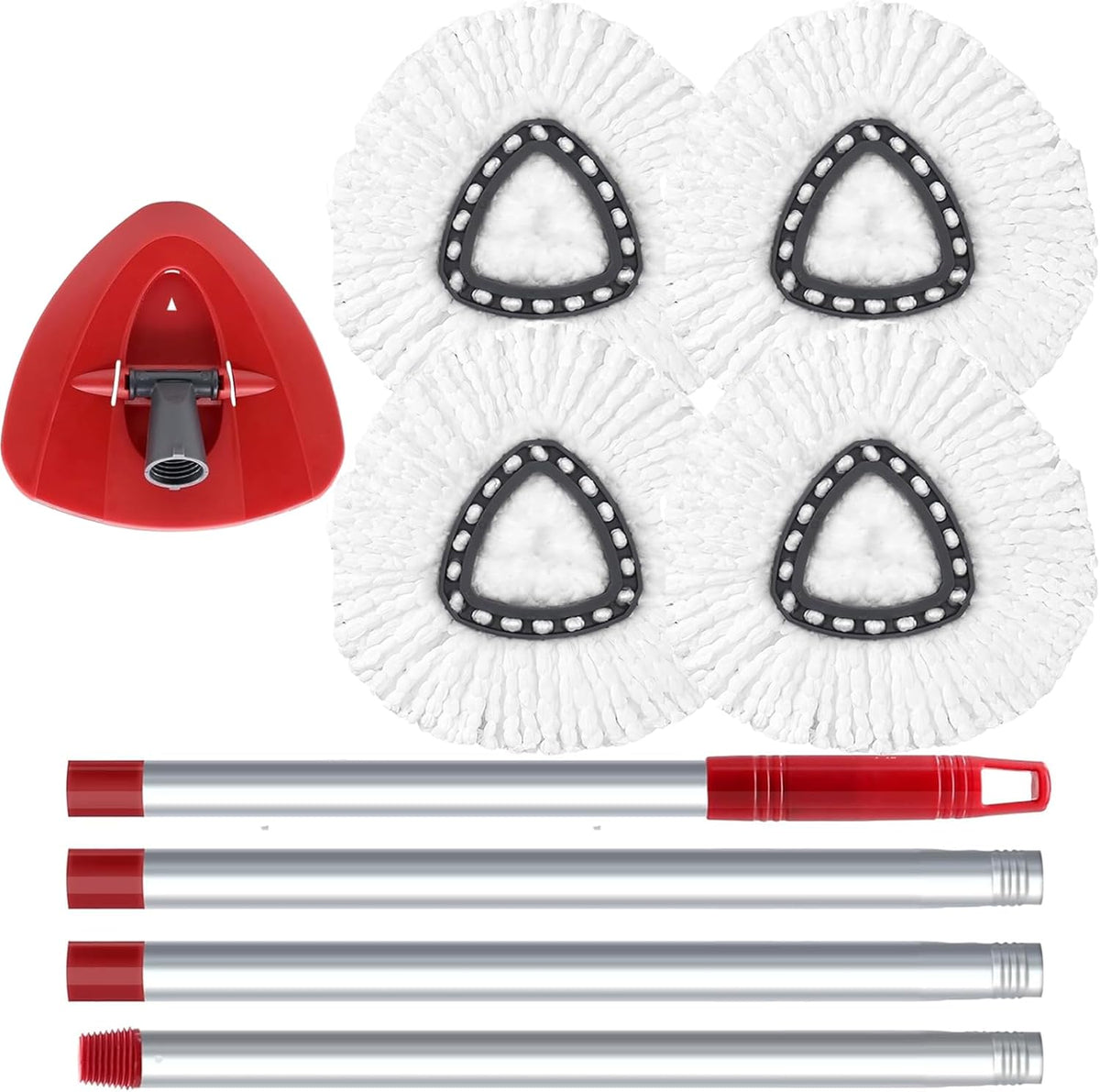 Spin Mop Head, Base, Handle Replacement for O-Ceda EasyWring 1 Tank System,4 Microfiber Mop