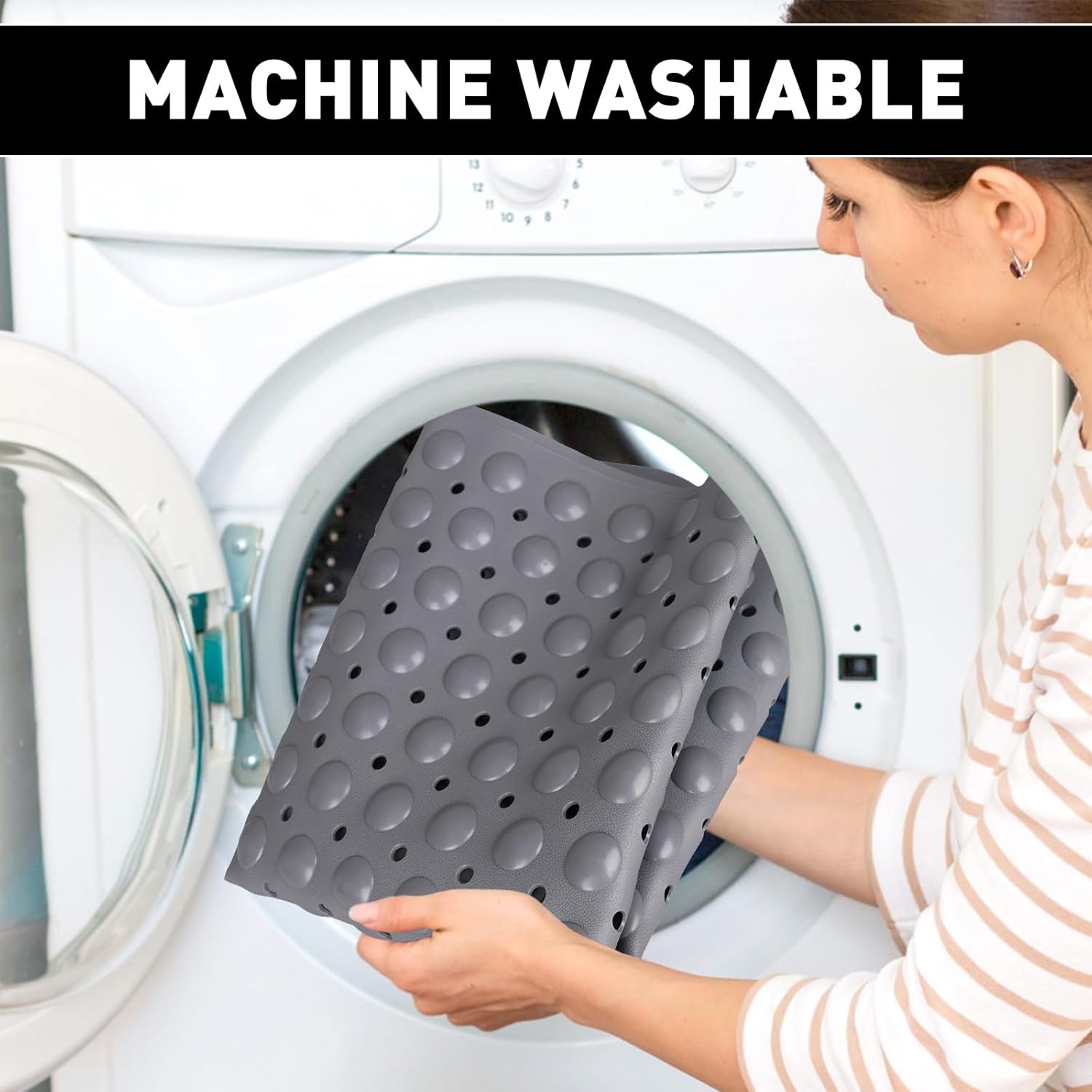 Shower Mat Non Slip: 47.2 x 31.5 Inch Extra Large TPE Shower Mats for Inside Shower - Anti Slip
