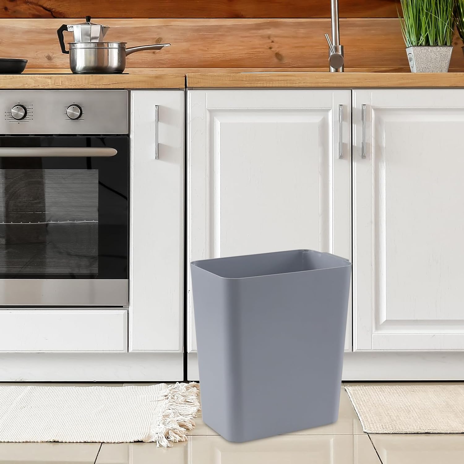 Zopnny Plastic Trash Can Wastebasket, Waste Bin, 4.5 Gallon, 3 Pack, Grey