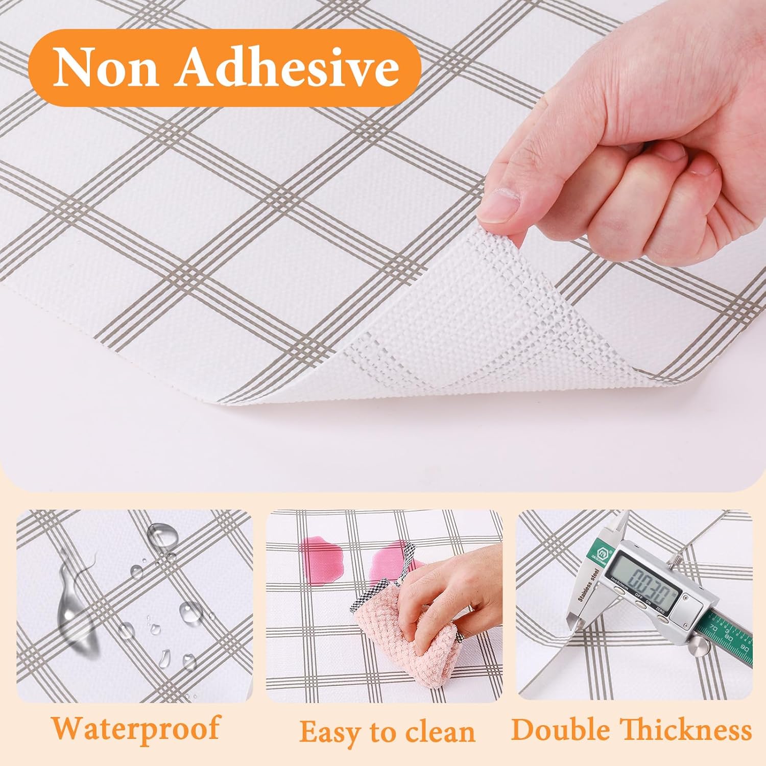 Shelf Liner for Kitchen Cabinets Non Adhesive Drawer Liner Non-Slip Thickened Shelf Liner Paper